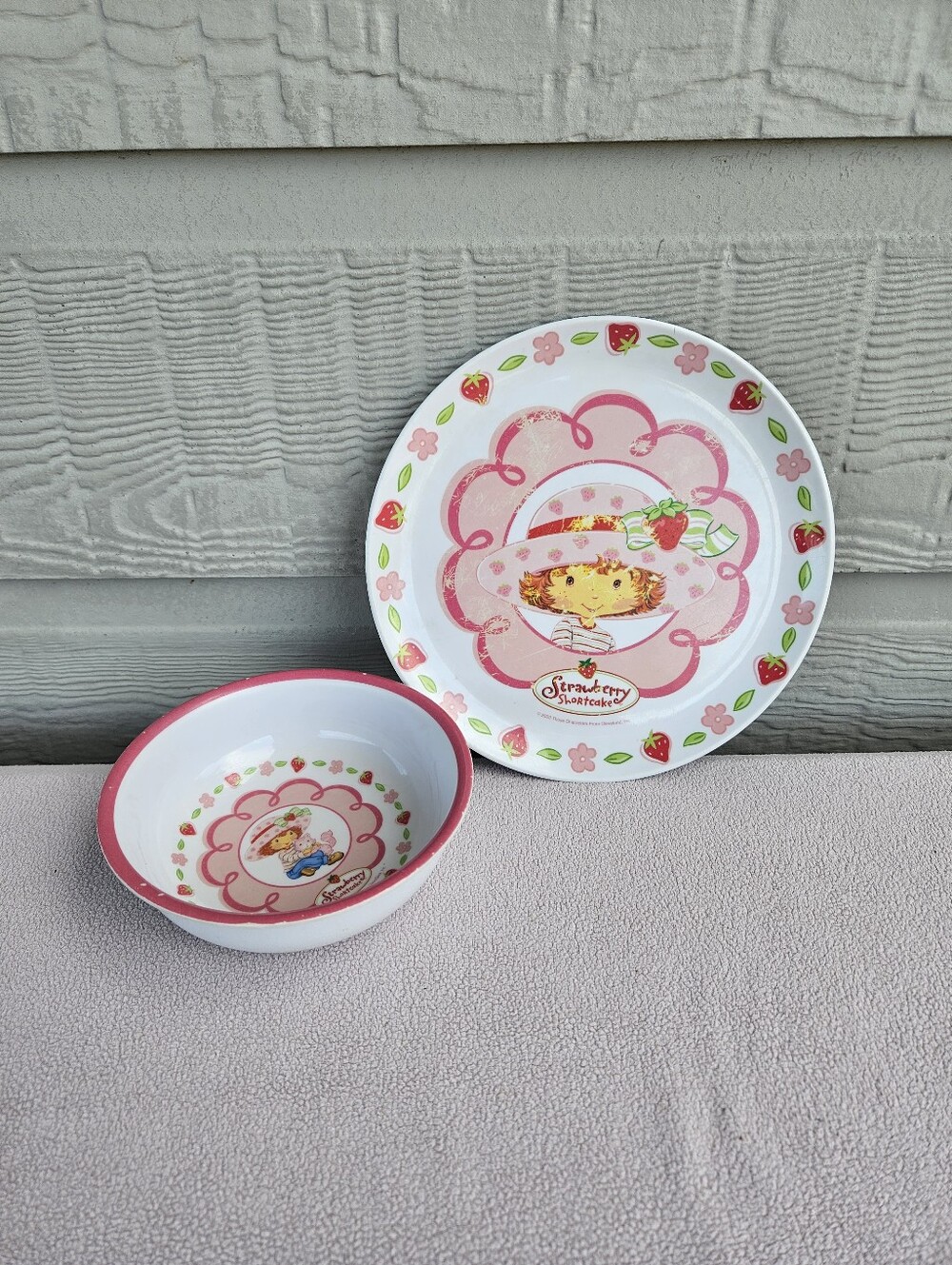 VTG Zak! Design Strawberry Shortcake Melamine Bowl Plate Set Pink Child